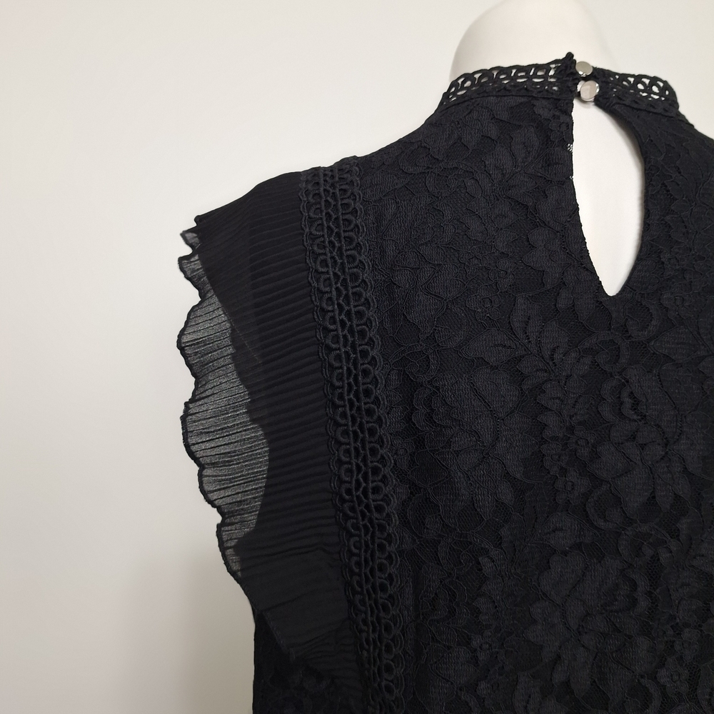 Cable & Gauge Black Romantic Goth Witchy Floral High Neck Lace Blouse Size M/L - Picture 7 of 16